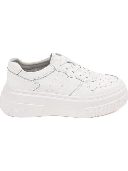 Fehér női bőr tornacipő platformon Sergio Leone
