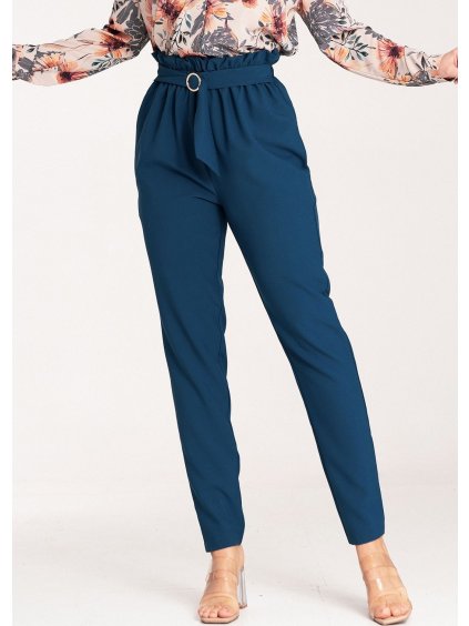 Női sötétkék elegáns nadrág övvel