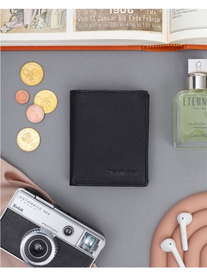 4U Cavaldi fekete bőr férfi pénztárca B050