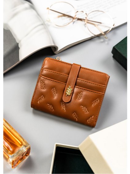 4U Cavaldi barna stílusos mintás közepes méretű pénztárca M737