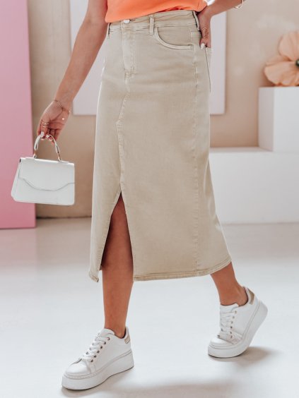 Bézs színű női farmerszoknya TELL ME MAXI