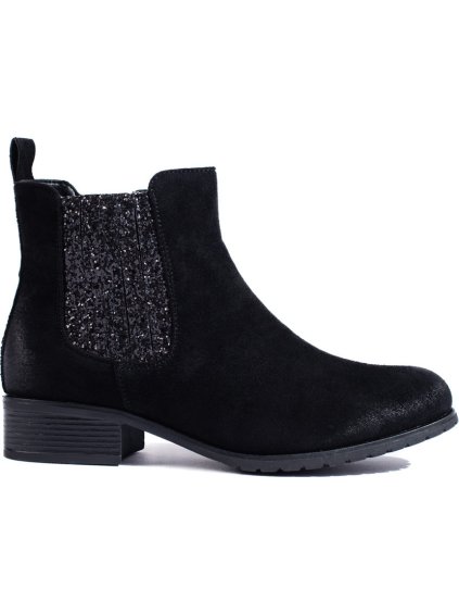 Velúr fekete alacsony bokacsizma