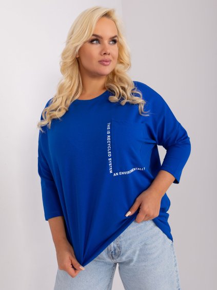 Kék bő aszimmetrikus blúz zsebbel (Méret ONE SIZE)