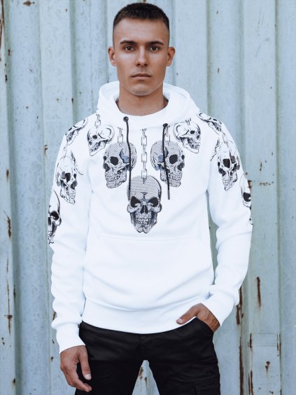 Férfi fehér pulóver nyomattal