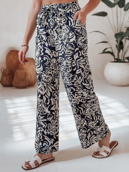 Fehér-kék női mintás nyári nadrág TROPICAL SUN