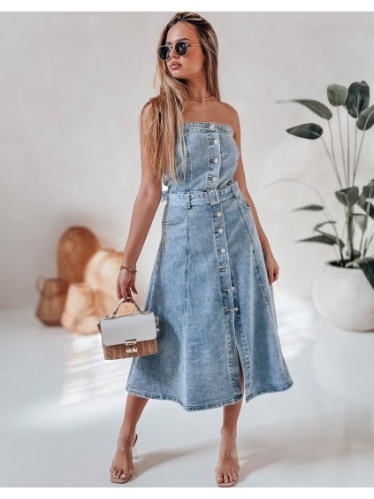 Női farmer midi ruha övvel SUMMER SKY