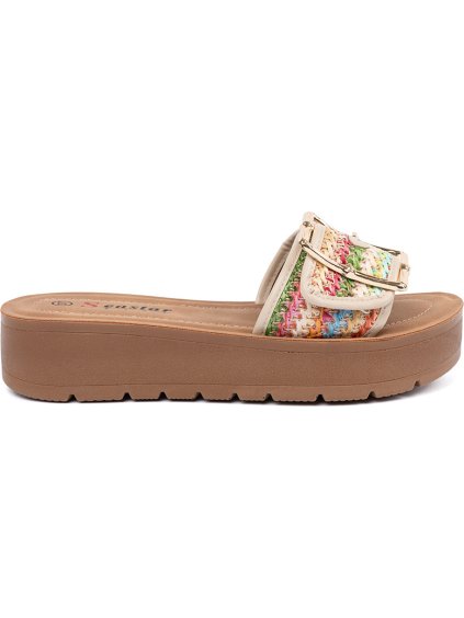 Többszínű női papucs csattal