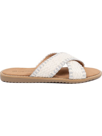 Fehér női kötött papucs lapos talpon