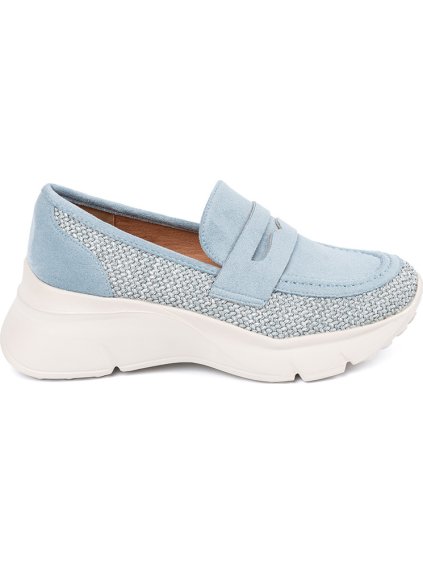 Világoskék női bebújós tornacipő vastag talppal