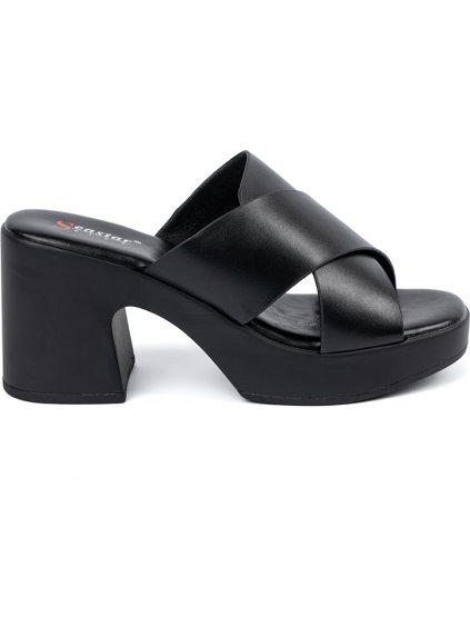 Fekete női papucs platformon, 8 cm-es sarokkal