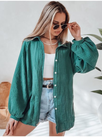 Sötétzöld oversize női muszlin ing MUSLINEA