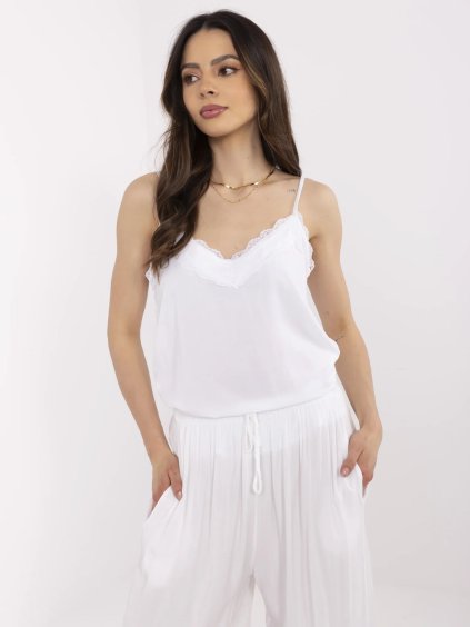 Fehér viszkóz női felső csipkével