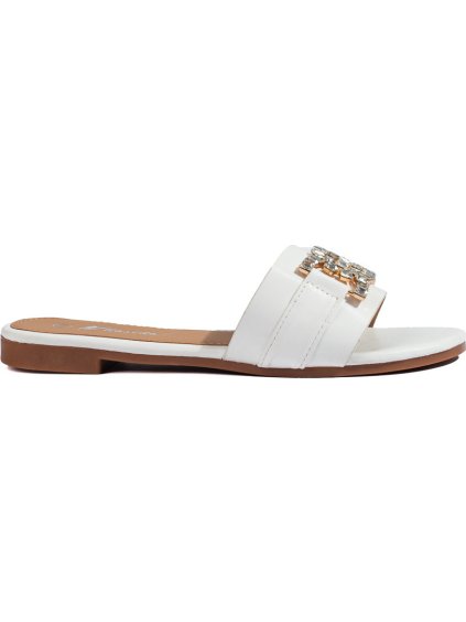 Női fehér papucs elegáns dekorációval