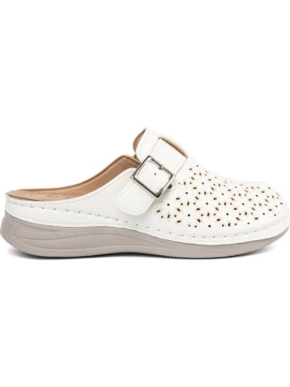 Fehér női flip-flop teljes orral és csattal