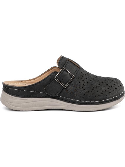 Fekete női papucs teljes orral és csattal