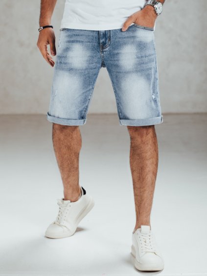 Férfi kék farmer rövidnadrág horzsolásokkal (Méret 29)