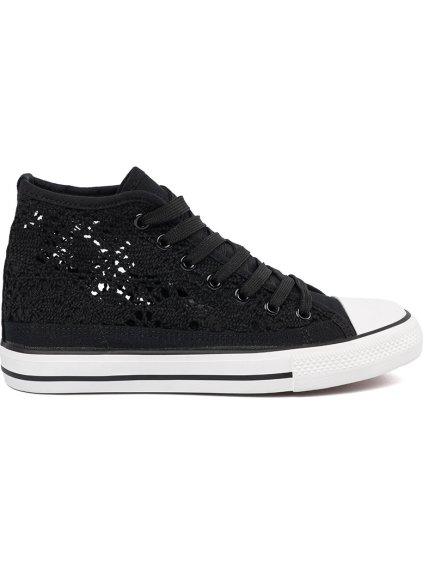 Fekete női perforált tornacipő