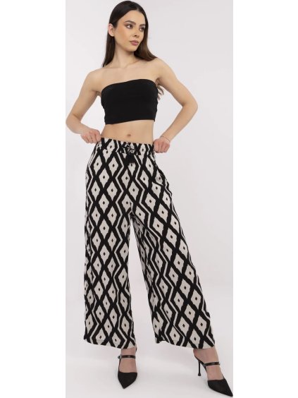 Fekete női mintás nyári viszkóz nadrág