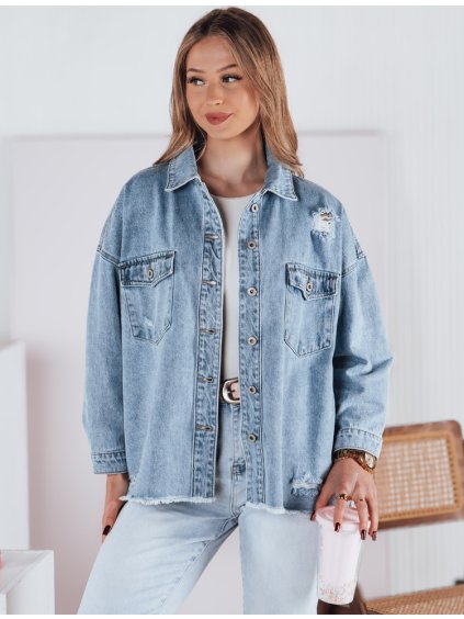 (Méret S/M) Világoskék női oversize farmer dzseki KATAFIT