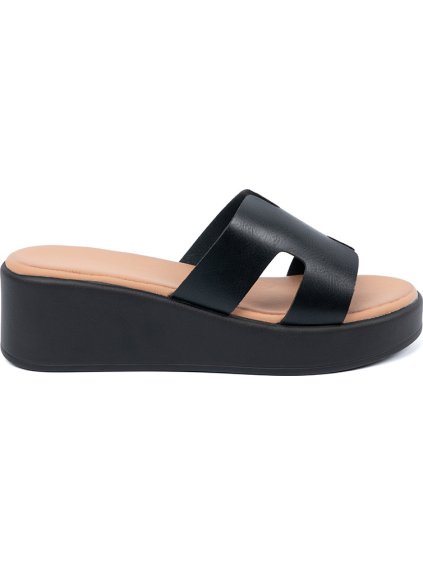 Női fekete platformos papucs