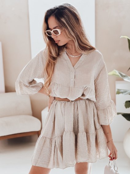 Világos bézs női muszlin ruha LYVONNE
