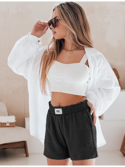 Fekete női rövidnadrág rátéttel a derekán OWN STYLE