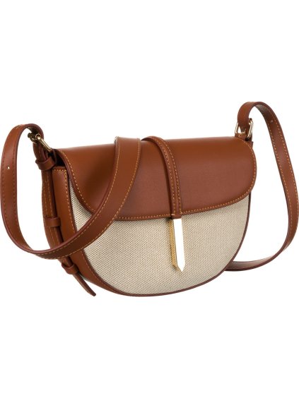 Peterson bézs-barna női táska bőrből és vászonból