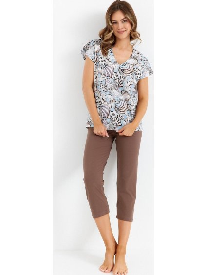 Női pamut pizsama 3/4-es nadrággal Cana