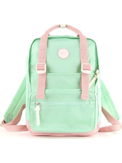 Himawari zöld-rózsaszín női városi hátizsák cipzárral