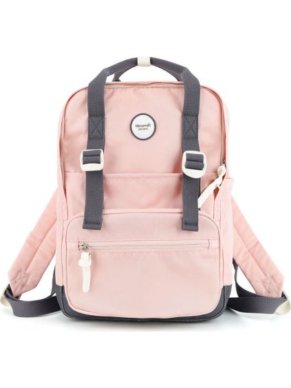 Himawari rózsaszín-szürke női városi hátizsák cipzárral