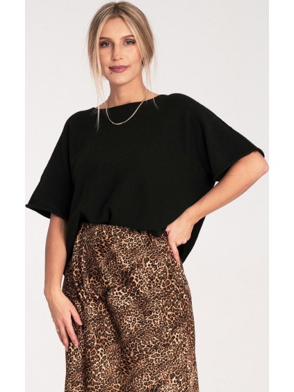 Fekete női túlméretezett oversize bő ujjú pulóver