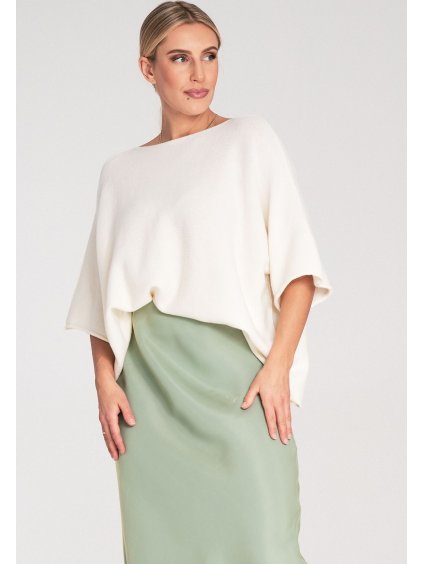 Női krémszínű oversize bő ujjú pulóver