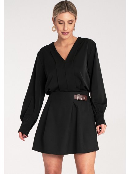 Fekete női elegáns szatén blúz