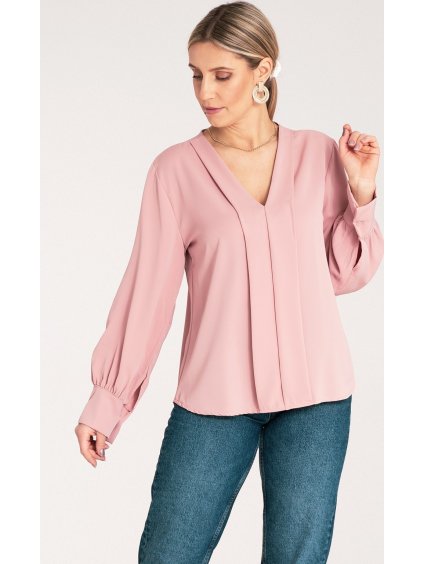 Rózsaszín női elegáns szatén blúz