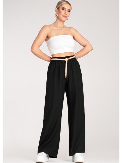 Fekete női viszkóz bohém nadrág rugalmas derékkal