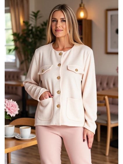 Női krémszínű kockás blézer