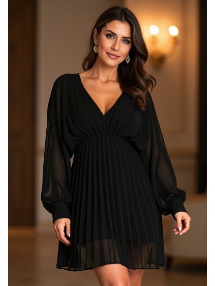 Fekete női miniruha viszkóz béléssel