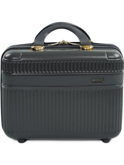 Sötétszürke kis utazóbőrönd Solier Nokiro