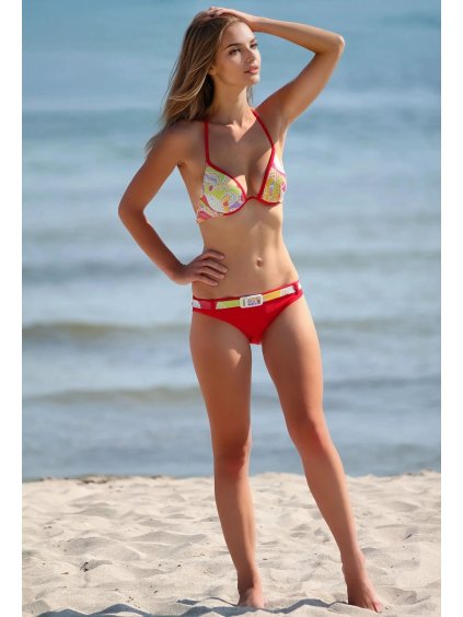 Piros mintás bikini Fibi övvel
