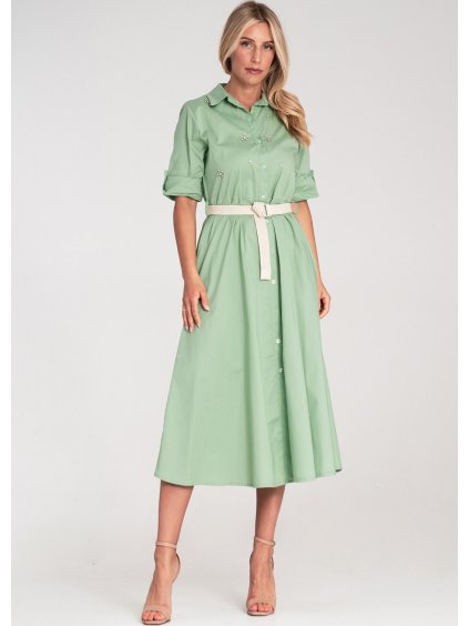 Világoszöld midi ingruha strasszokkal S