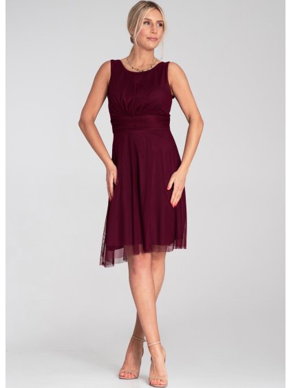 Bordó tüll ujjatlan miniruha