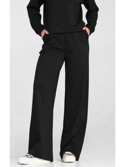 Fekete női bő melegítőnadrág viszkózzal