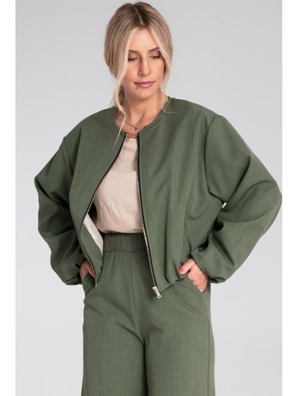 Olajzöld könnyű női rövid bomberdzseki