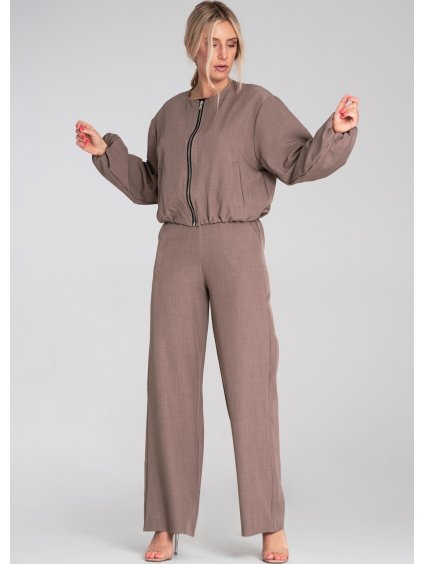 Barna női bő nadrág rugalmas derékkal