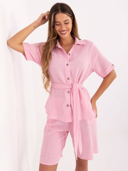 Világos rózsaszín női nyári pamut szett