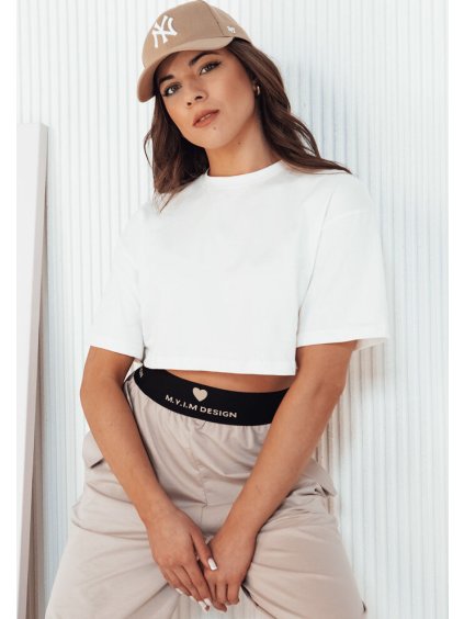 Krém színű női pamut crop felső TABITT