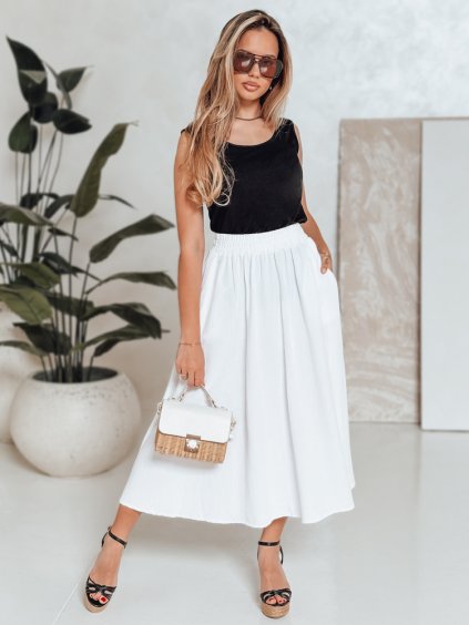 Fehér női maxi szoknya pamutból CISTAL