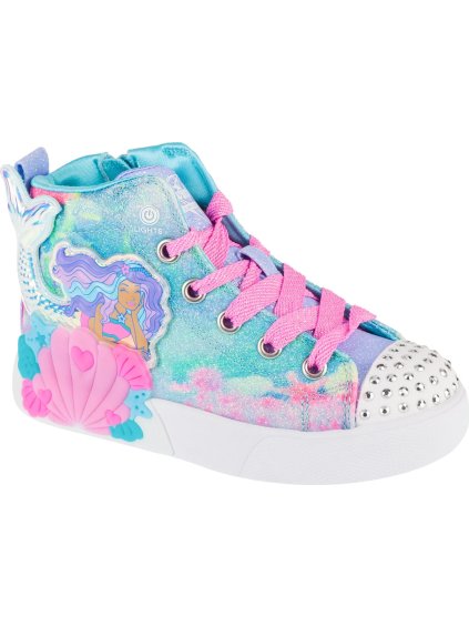 Kék-rózsaszín lány világító tornacipő Skechers Seashell Magic - Mermaid Sea