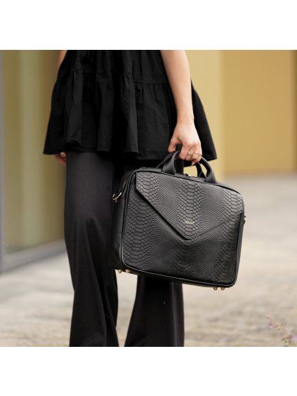 Solier női fekete mintás aktatáska