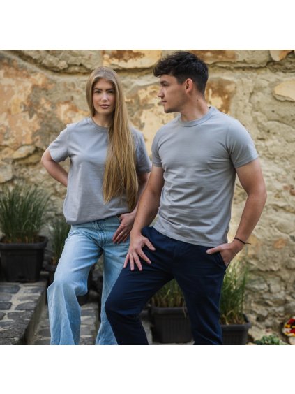 Szürke unisex pamut póló minta nélkül